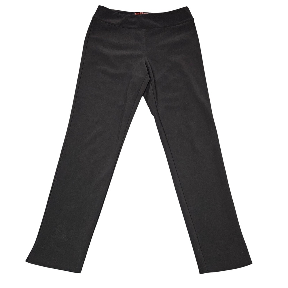 Krazy Larry Pull On Dress Pants Womens 8 Black Stretch Straight Leg Comfort USA